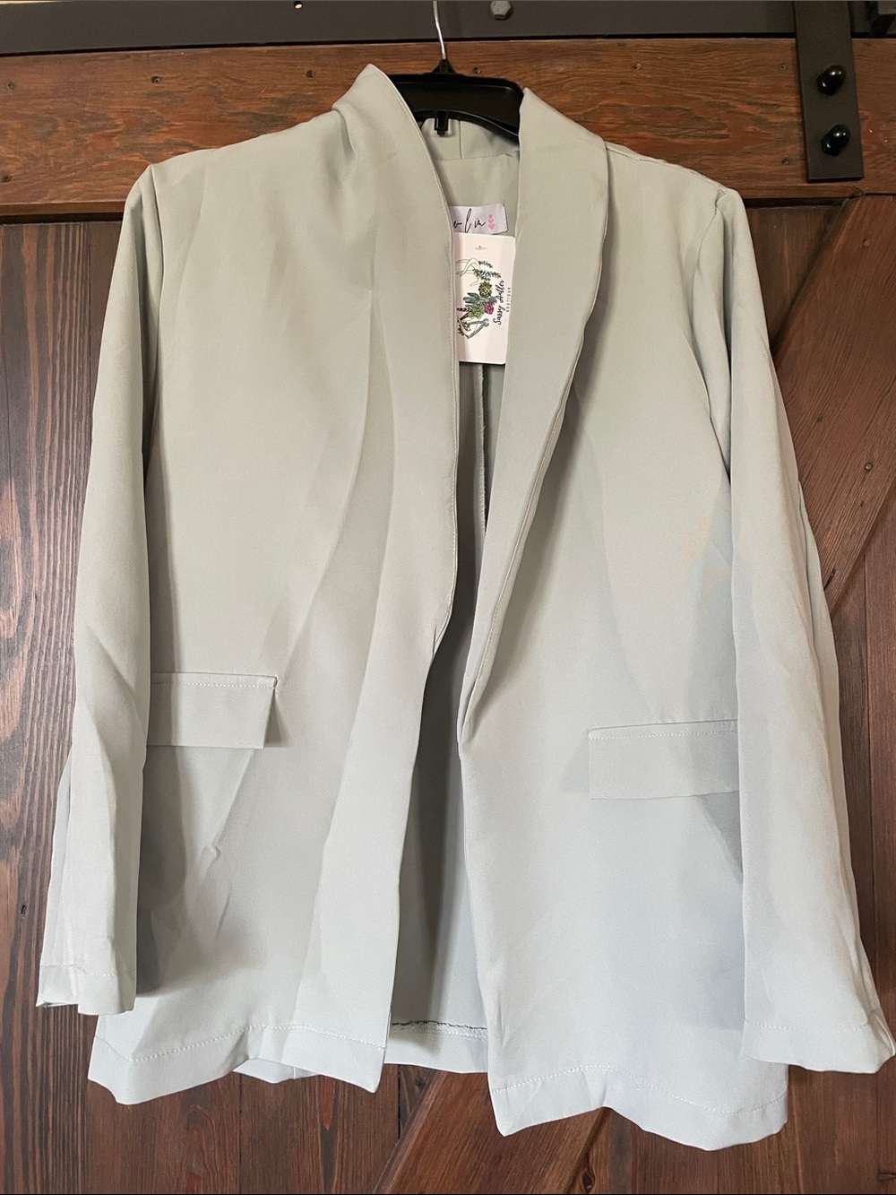 Light Sage Open-Front Blazer Jacket - Women